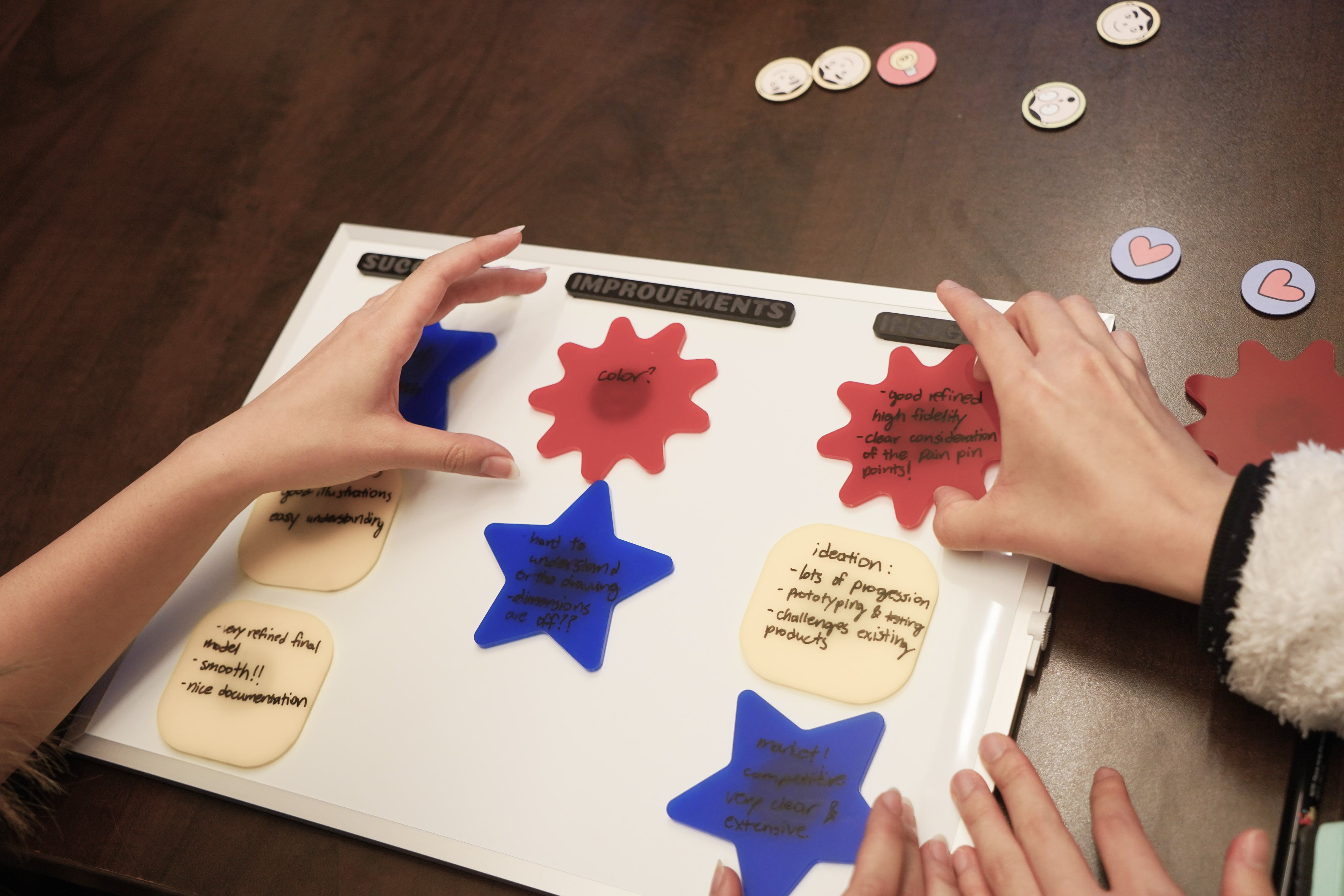 Students using the early Feel-back and Feed-back prototype