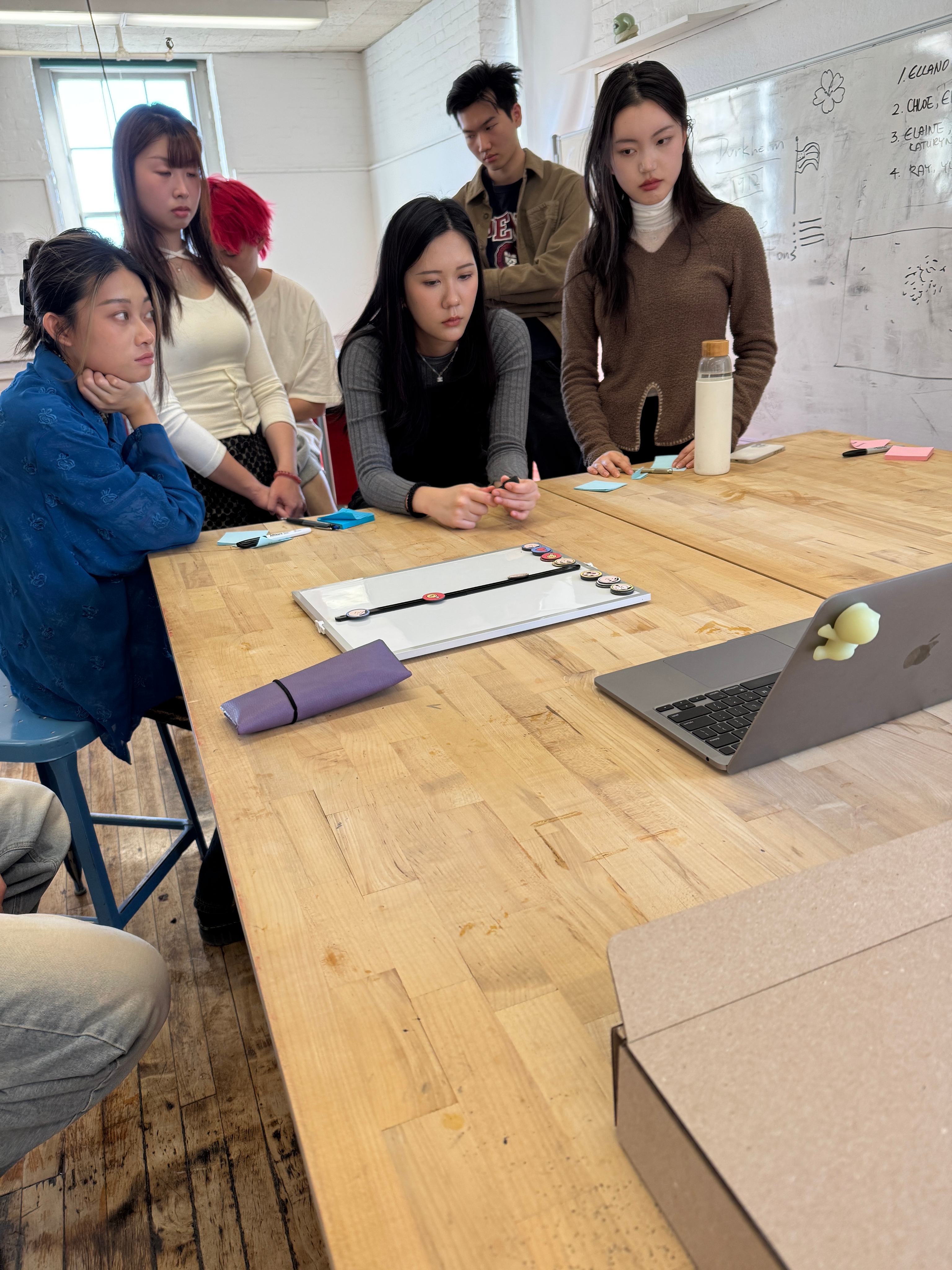 Group of students testing the critique tool