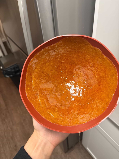 Isomalt poured into silicone mold