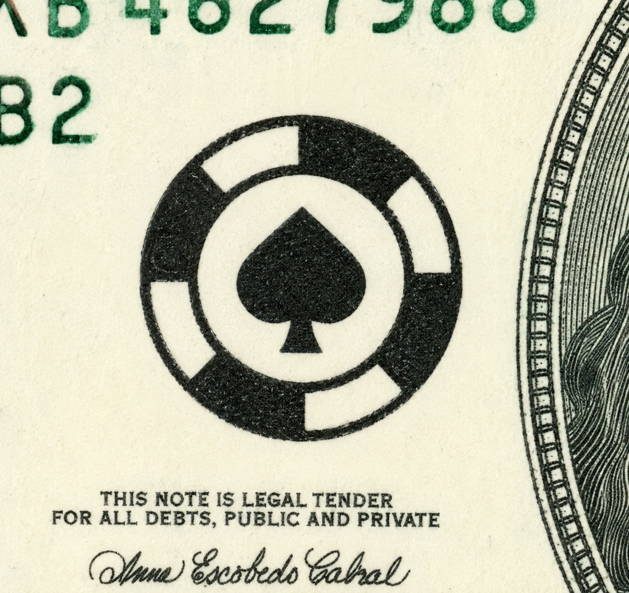 Poker chip replacing the security seal