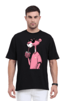 Cool Cat Sip Oversized Tee – Pink Panther Drink Edition