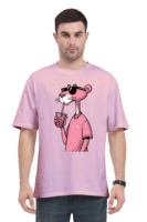 Cool Cat Sip Oversized Tee – Pink Panther Drink Edition