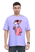 Cool Cat Sip Oversized Tee – Pink Panther Drink Edition